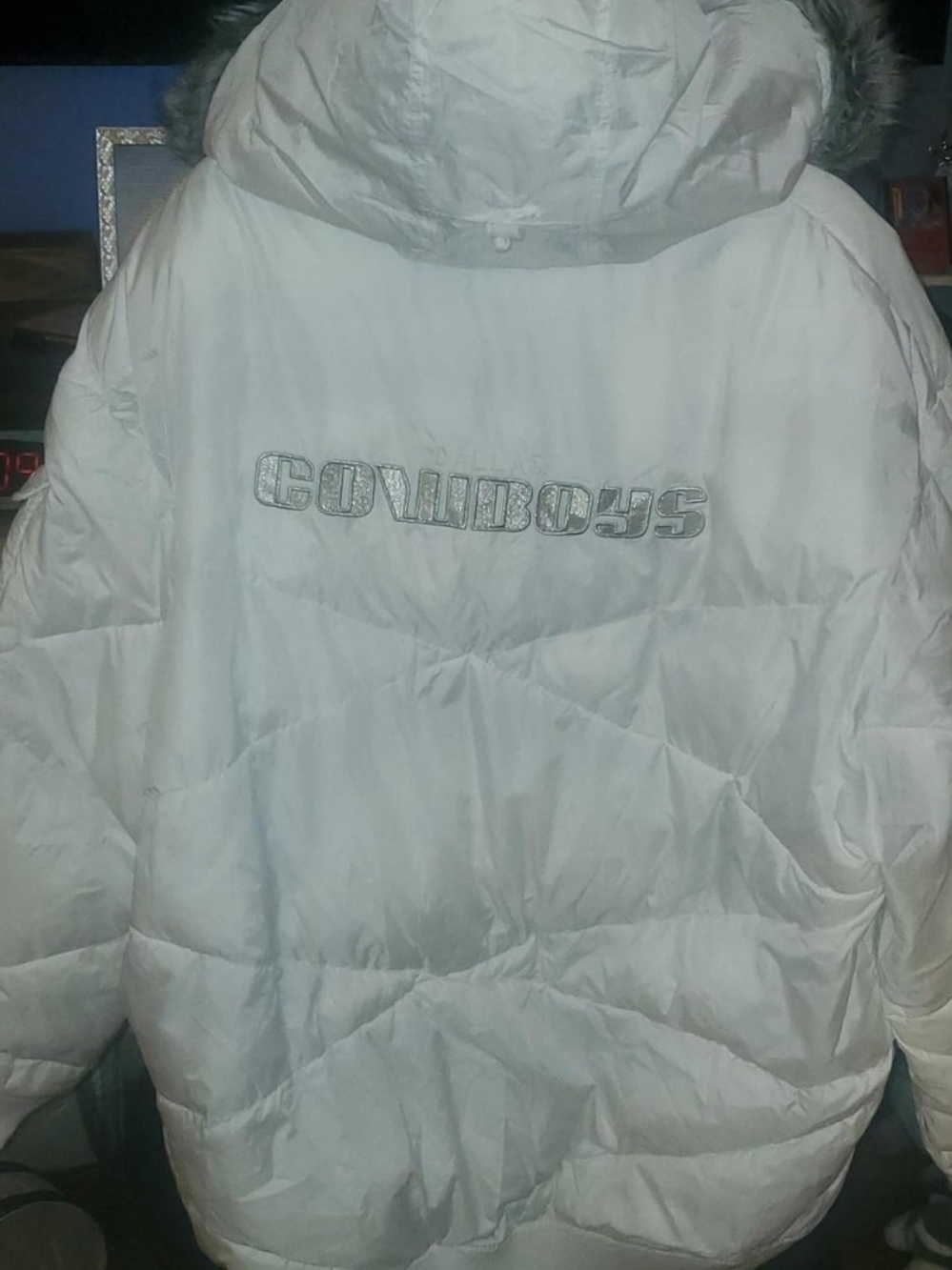 Dallas Cowboys White Hooded Puffer Jacket